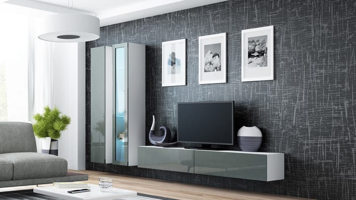 Cama VIGO 3 BI/SZ svetainės sekcija Spinta daiktams ir garso / vaizdo technikai laikyti