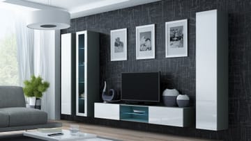 Cama VIGO 17 SZ/BI svetainės sekcija Spinta daiktams ir garso / vaizdo technikai laikyti