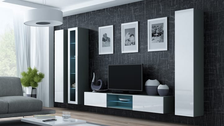 Cama VIGO 17 SZ/BI svetainės sekcija Spinta daiktams ir garso / vaizdo technikai laikyti