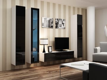 Cama VIGO 15 BI/CZ svetainės sekcija Spinta daiktams ir garso / vaizdo technikai laikyti
