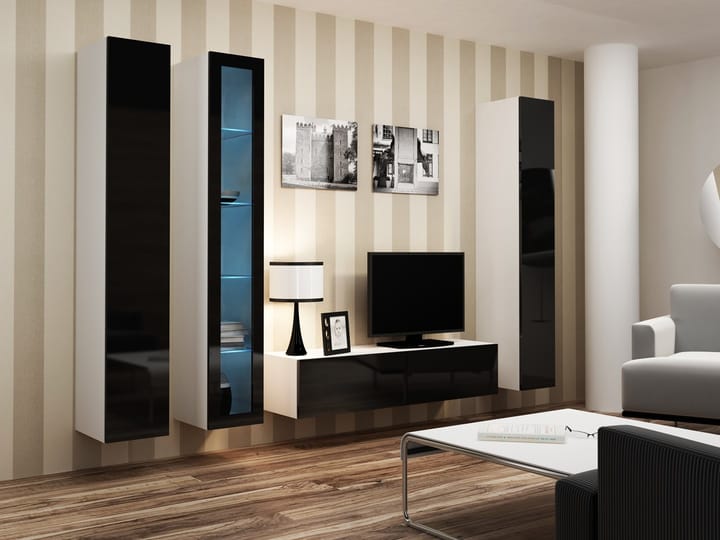 Cama VIGO 15 BI/CZ svetainės sekcija Spinta daiktams ir garso / vaizdo technikai laikyti