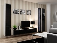Cama VIGO 2 BI/CZ svetainės sekcija Spinta daiktams ir garso / vaizdo technikai laikyti 1