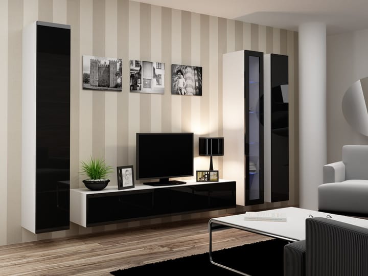Cama VIGO 2 BI/CZ svetainės sekcija Spinta daiktams ir garso / vaizdo technikai laikyti