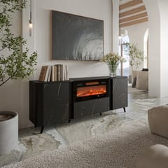 Cama Volare komoda 200 x 39 x 75 cm juoda/san sebastianas + židinys 3