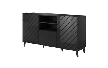 ABETO komoda 150x42x82 blizgi juoda/juoda