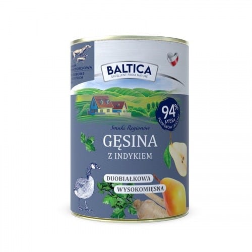 BALTICA Smaki regionów Goose with turkey - drėgnas ėdalas šunims - 400g