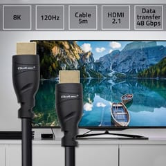 Qoltec 50353 HDMI v2.1 kabelis Itin didelės spartos 8K | 60 Hz | 26AWG | AUKSAS | 5 m 2