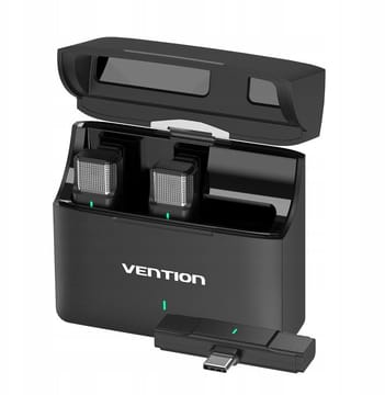 2 vnt. „Vention“ USB-C mikrofonų rinkinys + įkrovimo dėklas