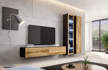 Cama VIGO 3 C/DW svetainės sekcija Spinta daiktams ir garso / vaizdo technikai laikyti