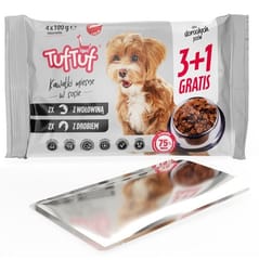 TUF TUF 2x with poultry, 2x with beef - drėgnas ėdalas šunims - 4x100g