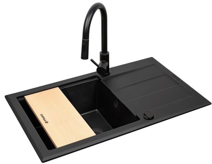 Rinkinys - PYRAMIS SPARTA PLUS LUX (78X48) 1B 1D kriauklė + IDEA BLACK EDITION BATERIJA - 070175802BE - Volcano