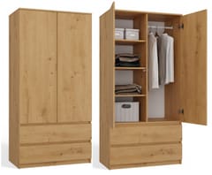 Topeshop SZAFA MALWA ART miegamojo drabužių / sieninė spinta 5 spintos 2 durys Ąžuolas Drabužinė 6