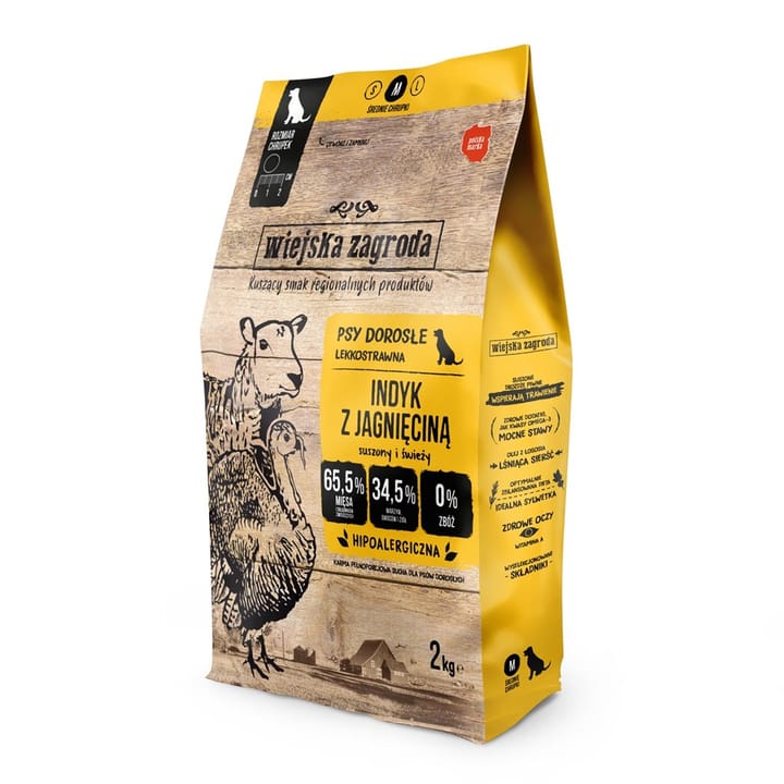 WIEJSKA ZAGRODA Turkey with lamb M - sausas maistas šunims - 2kg