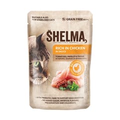 SHELMA Rich in salmon, cod, beef and chicken - šlapias kačių maistas - 4x85g 4