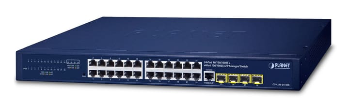 PLANET IPv4/IPv6, 24-Port Valdomas L2/L4 Gigabit Ethernet (10/100/1000) 1U Mėlyna