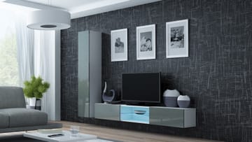 Cama VIGO 21 BI/SZ svetainės sekcija Spinta daiktams ir garso / vaizdo technikai laikyti