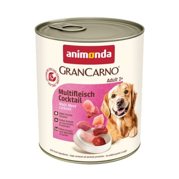 animonda GranCarno multi meat cocktail Jautiena, Viščiukas, Žvėriena, Širdutė, Kalakutiena Suaugusių 800 g