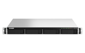 QNAP TS-464U-RP NAS Stovas (1U) „Intel® Celeron®“ N5095 8 GB DDR4 0 TB QNAP Turbo System Aliuminis, Juoda
