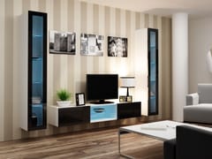 Cama VIGO 20 BI/CZ svetainės sekcija Spinta daiktams ir garso / vaizdo technikai laikyti