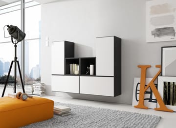 Cama ROCO18 CZ/CZ/BI svetainės sekcija Spinta daiktams ir garso / vaizdo technikai laikyti