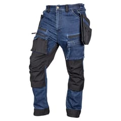 Darbinės kelnės NEO TOOLS DENIM, su „Cordura“ sutvirtinimais, nuimamos dėklinės kišenės, tamsiai mėlynos, M/50 dydis