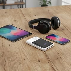Išorinė baterija 10 000 mAh, 2× USB, 1× USB-C 22,5 W, QC4+, LCD ekranas, balta 8