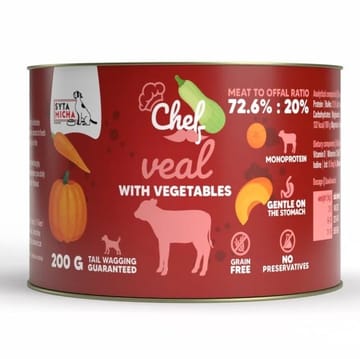 SYTA MICHA Chef Veal with vegetables Mono - drėgnas ėdalas šunims - 200g