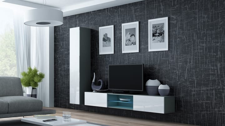 Cama VIGO 21 SZ/BI svetainės sekcija Spinta daiktams ir garso / vaizdo technikai laikyti