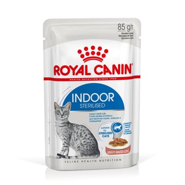 ROYAL CANIN Indoor Sterilized - Šlapias kačių maistas - Gabalėliai padaže 12x85 g