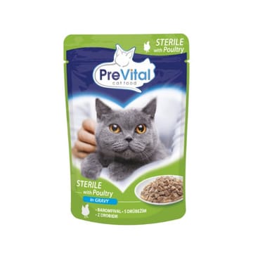 PREVITAL Cat Food Sterile Paukštiena padaže - šlapias maistas katėms - maišelis 100 g