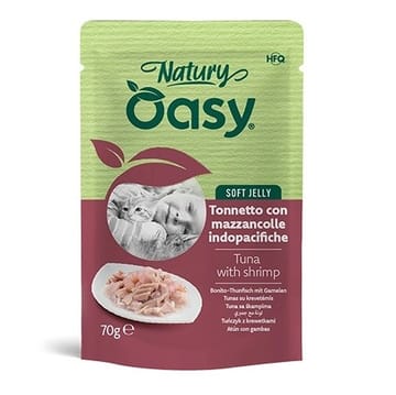 OASY Natury Soft Jelly Tuna with shrimp - šlapias kačių maistas - 70g