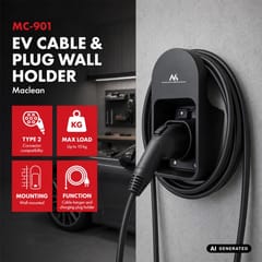 „Maclean“ sieninis laikiklis elektromobilio įkrovimo kabeliui ir jungčiai, universalus, „Type 2“, maks. apkrova 10 kg, MC-901 2