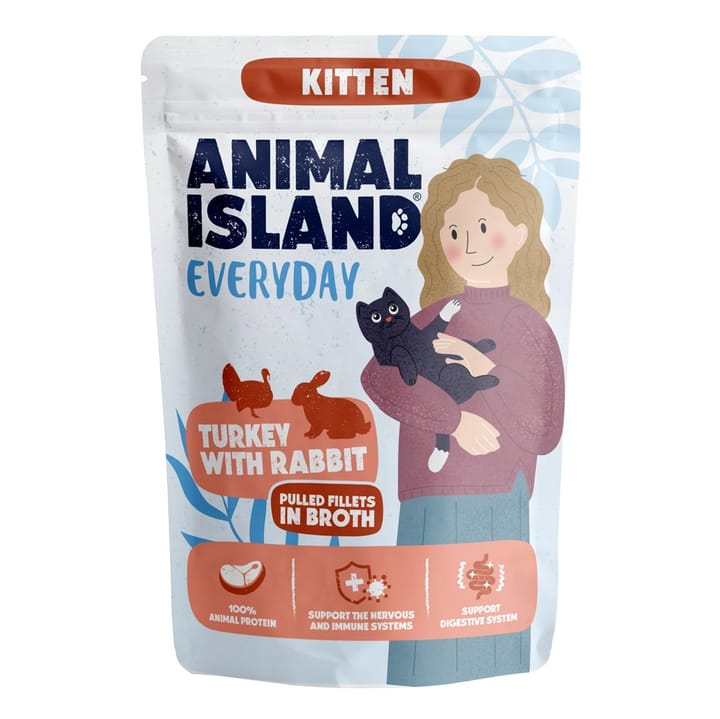 ANIMAL ISLAND Everyday Kitten Turkey with rabbit in broth - šlapias kačių maistas - 85g