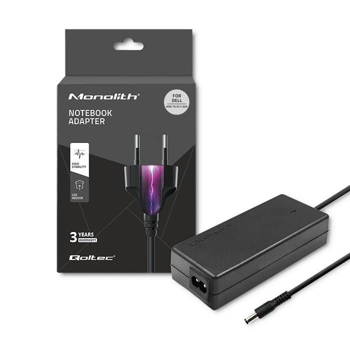 Qoltec 51516.90W Maitinimo adapteris „Dell“ 90W | 19,5 V | 4.62A | 4,5 * 3,0 + kaištis | + maitinimo laidas