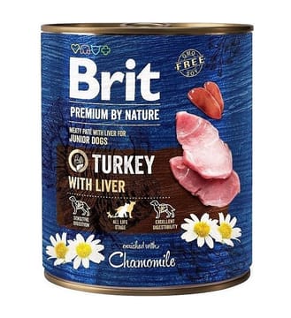 BRIT Premium by nature Junior Turkey with Liver - drėgnas ėdalas šunims - 800g