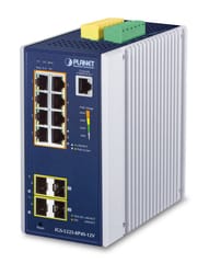 PLANET Industrial 8-Port GE PoE+ 2*1G SFP+ 2*2,5G SFP - 8-Port Valdomas L2+ Gigabit Ethernet (10/100/1000) Maitinimas per Eternetą (PoE) Aliuminis, Mėlyna