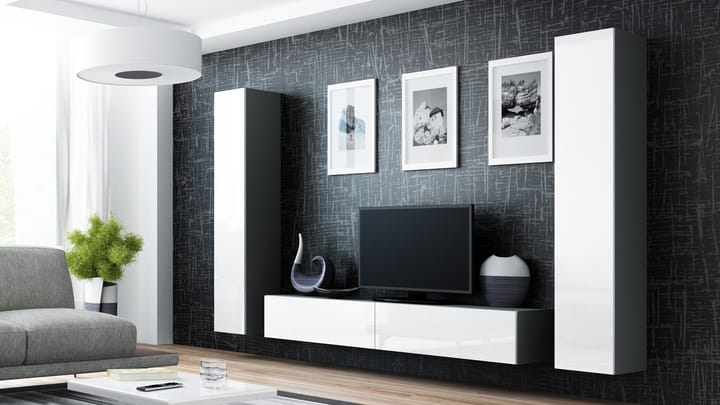 Cama VIGO 4 SZ/BI svetainės sekcija Spinta daiktams ir garso / vaizdo technikai laikyti