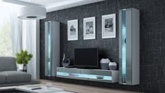 Cama VIGO NEW3 BI/SZ svetainės sekcija Spinta daiktams ir garso / vaizdo technikai laikyti
