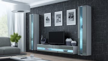 Cama VIGO NEW3 BI/SZ svetainės sekcija Spinta daiktams ir garso / vaizdo technikai laikyti