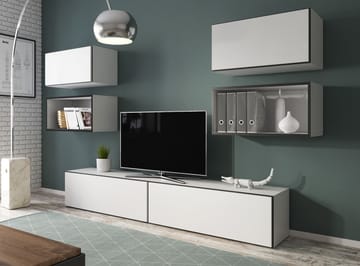 Cama ROCO3 BI/CZ/BI svetainės sekcija Spinta daiktams ir garso / vaizdo technikai laikyti