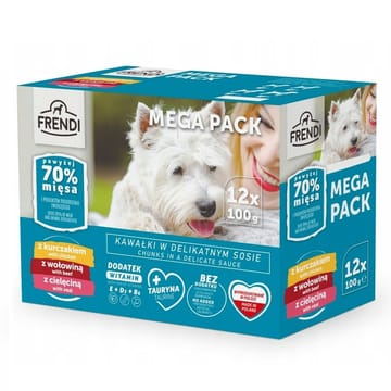 FRENDI Chicken, Beef, Veal - drėgnas ėdalas šunims - 12x100g