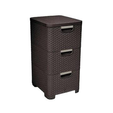 Lentyna su stalčiais 3 × 14 l CURVER Rattan 206313, tamsiai ruda