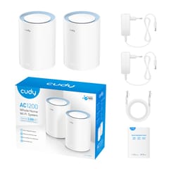 Cudy M1200 2-PACK tinklo „Wi-Fi“ sistema Dviguba juosta (2,4 GHz / 5 GHz) Wi-Fi 5 (802.11ac) Balta 1 Vidinis 4