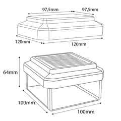 GreenBlue LED saulės lempa stulpui, 100x100 mm, vokelio formos gaubtas, 3200 K, GB128 WW 6