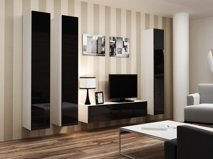 Cama VIGO 14 BI/CZ svetainės sekcija Spinta daiktams ir garso / vaizdo technikai laikyti