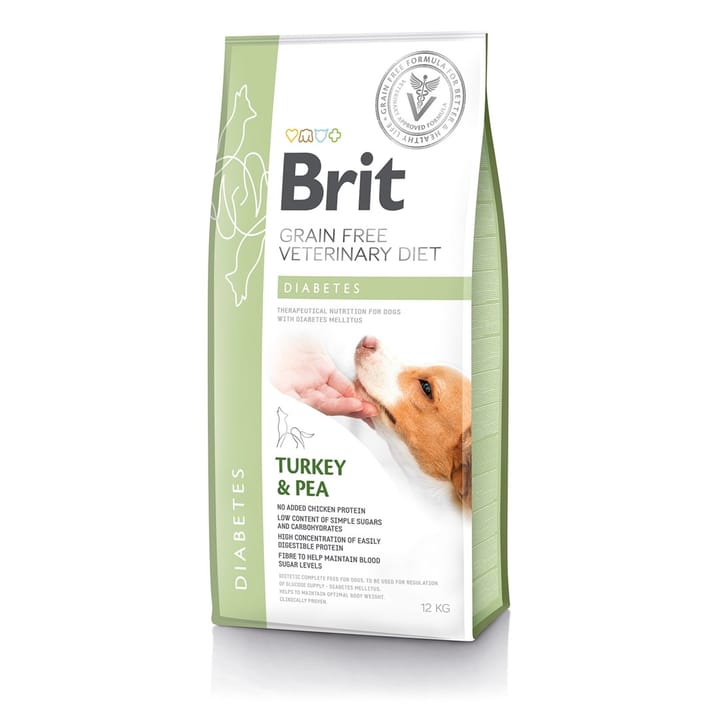 BRIT Veterinary Diets Grain Free Diabetes Turkey and pea - sausas maistas šunims - 12kg