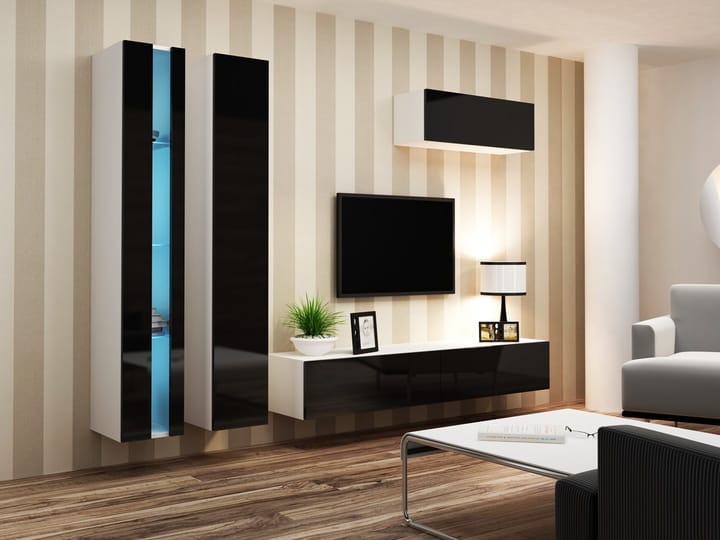 Cama VIGO NEW1 BI/CZ svetainės sekcija Spinta daiktams ir garso / vaizdo technikai laikyti