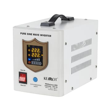 Avarinis maitinimo šaltinis „KEMOT PROsinus-800“ – keitiklis su grynu sinusiniu signalu ir įkrovimo funkcija, 12 V, 230 V, 800 VA/500 W