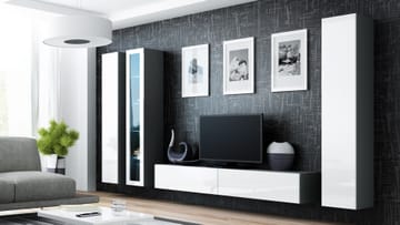 Cama VIGO 2 SZ/BI svetainės sekcija Spinta daiktams ir garso / vaizdo technikai laikyti