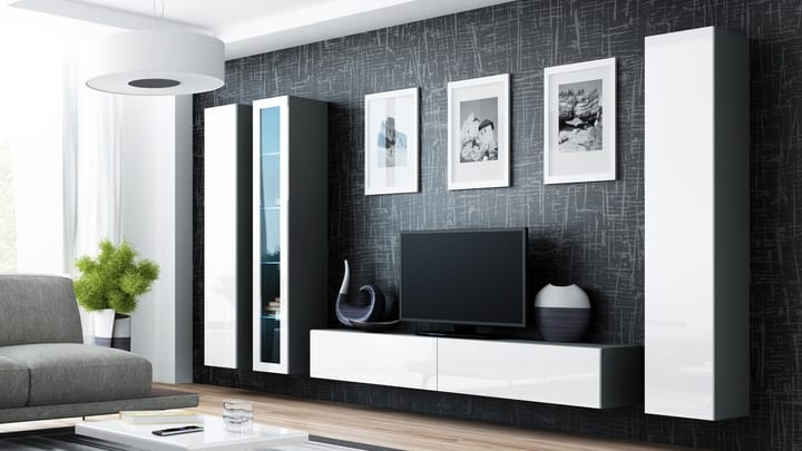 Cama VIGO 2 SZ/BI svetainės sekcija Spinta daiktams ir garso / vaizdo technikai laikyti